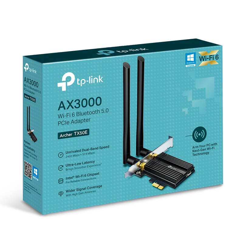 TP-LINK Archer TX50E AX3000 Wi-Fi 6 Bluetooth 5 PCIe Adapter