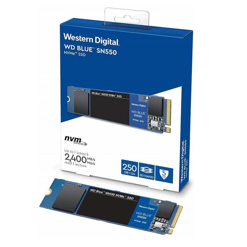 WD M.2 WDS250G2B0C 250GB 2400MB/s NVMe SSD (Blue)